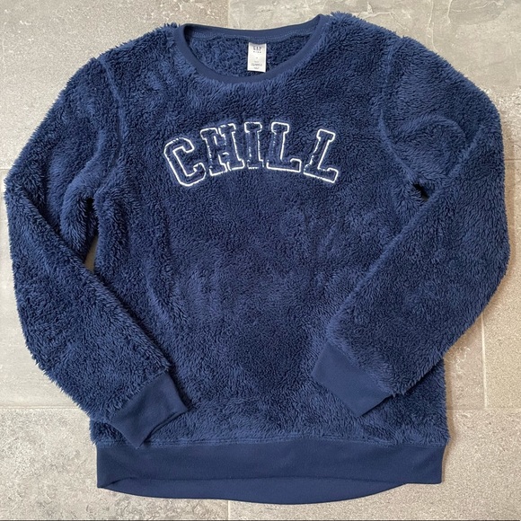 Gap Sleep Chill Fuzzy PJ Crewneck, Size 12 - Picture 2 of 5